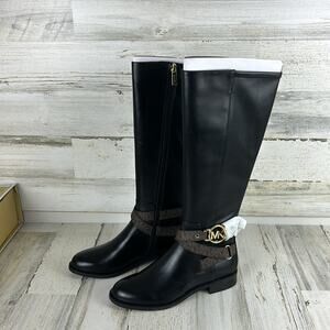 NWB Michael Michael Kors Womens sz 6M Rory Black leather logo calf boot